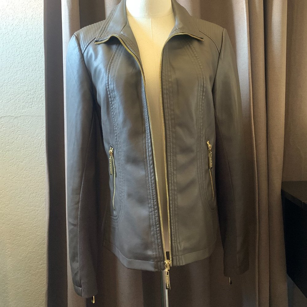 Ellen Tracy Dark Brown Faux Leather Jacket